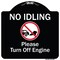 Signmission Designer Series-No Idling Please Turn Off Engine With Graphic, 18" x 18", BW-1818-9829 A-DES-BW-1818-9829 - alternate 1